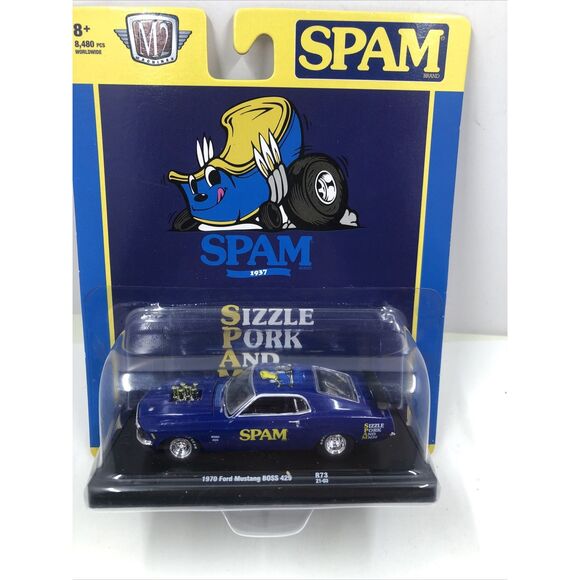 M2 Machines Auto Drivers 1: 64 Scale 1970 Ford Mustang Boss 429 Blue Spam Car - Picture 2 of 16